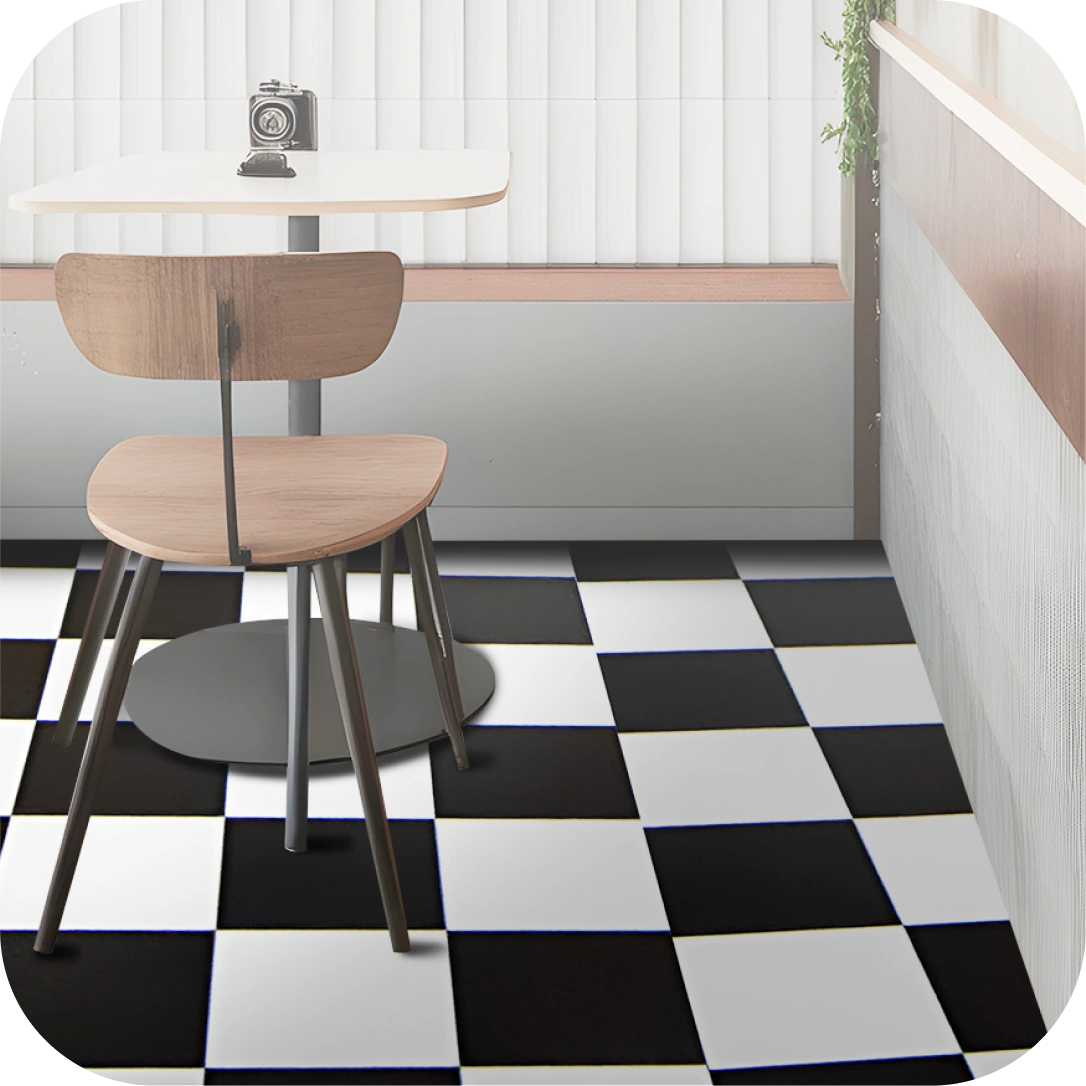 Cheesboard Cushion Flooring for Retro Cafe